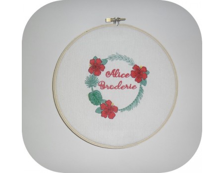 Motif de broderie machine cadre fleur d'hibiscus