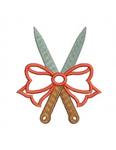 Motif de broderie machine  couteaux avec un noeud appliqué