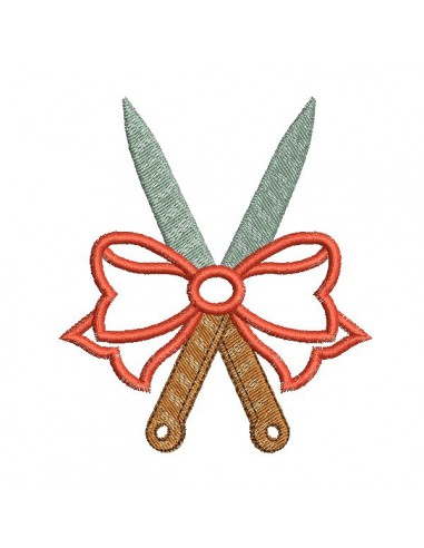 Motif de broderie machine  couteaux avec un noeud appliqué