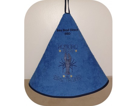 motif de broderie machine homard bleu de Bretagne