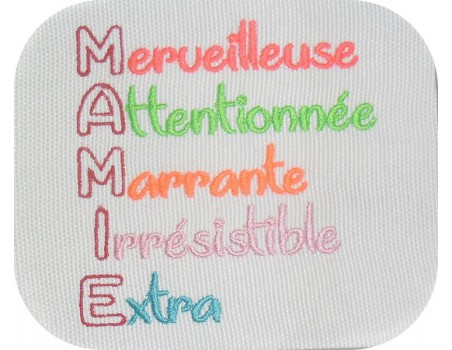 Motif de broderie machine  texte mamie