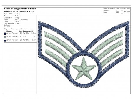 Instant download machine embroidery  design air force badge