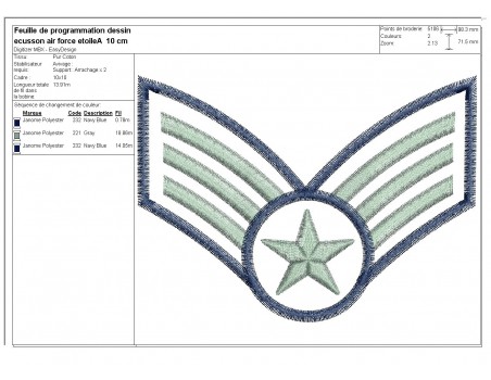 Instant download machine embroidery  design air force badge