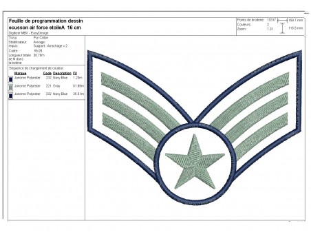 Instant download machine embroidery  design air force badge
