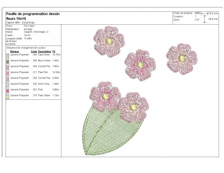 Instant download machine  embroidery design frieze of flowers