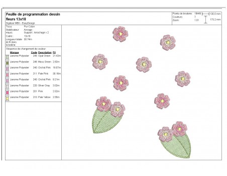 Motif de broderie machine petites   fleurs