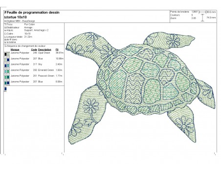 Instant download machine embroidery sea turtle