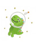 Instant download machine embroidery design cosmonaut dinosaur