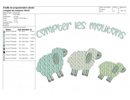 Motif de broderie machine compter les moutons