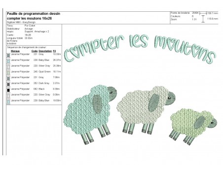 Motif de broderie machine compter les moutons