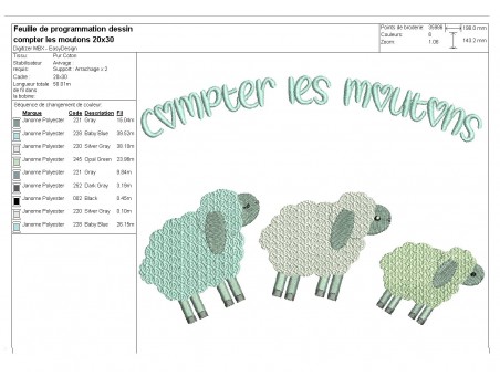 Motif de broderie machine compter les moutons