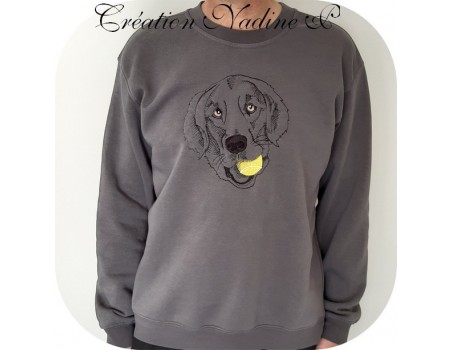 Motif de broderie machine labrador avec sa balle de tennis