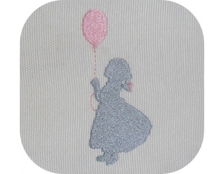 Motif de broderie machine fillette avec un ballon