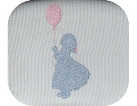 Motif de broderie machine fillette avec un ballon