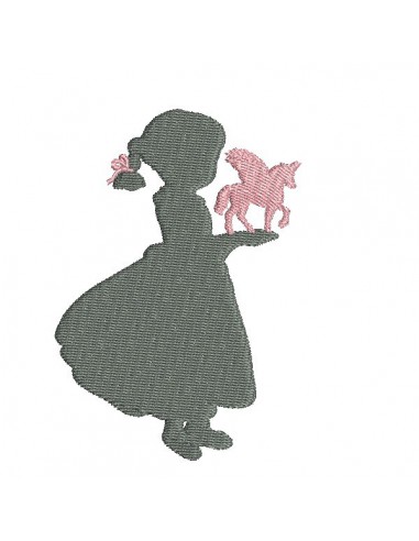 Instant download machine embroidery silhouette little girl with a balloon