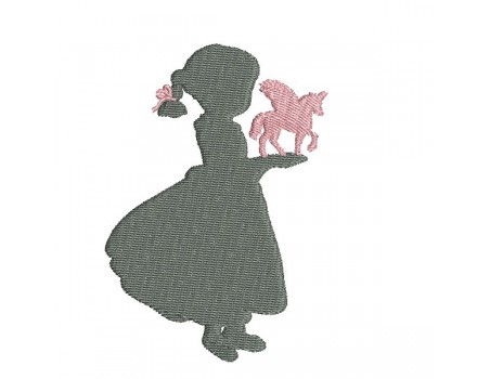 Instant download machine embroidery silhouette little girl with a balloon