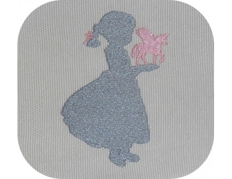 Instant download machine embroidery silhouette little girl with a balloon