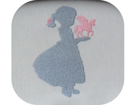 Instant download machine embroidery silhouette little girl with a balloon