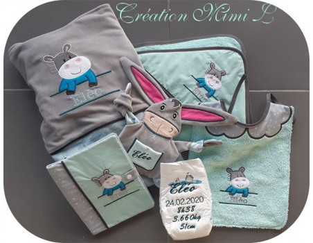 Motif de broderie machine petit âne personnalisable