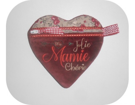 Instant download machine embroidery zip purse heart sweetheart granny ith