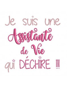 Motif de broderie  assistante de vie qui déchire