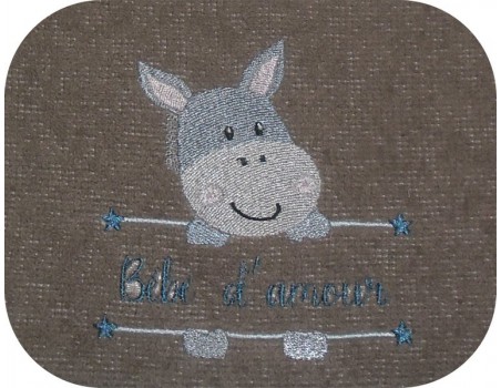 Motif de broderie machine petit âne prénom garçon