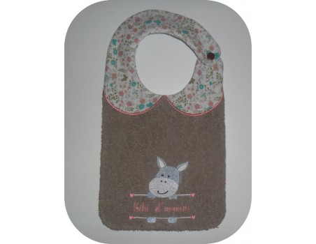 Instant downloads machine embroidery design machine  ITH  bib customizable donkey girl