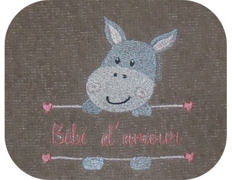 Motif de broderie machine petit âne prénom fille