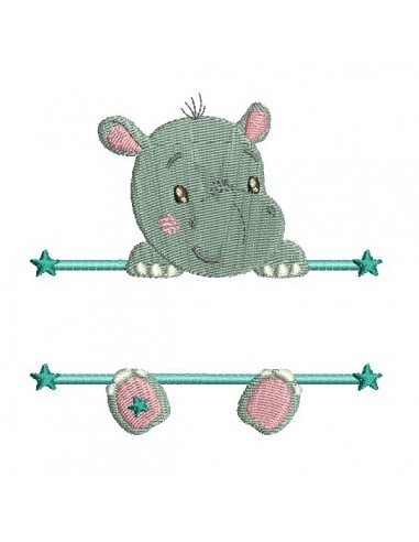 Motif de broderie machine hippopotame prénom garçon