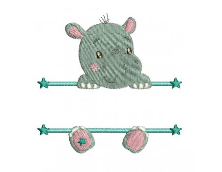 Motif de broderie machine hippopotame prénom garçon