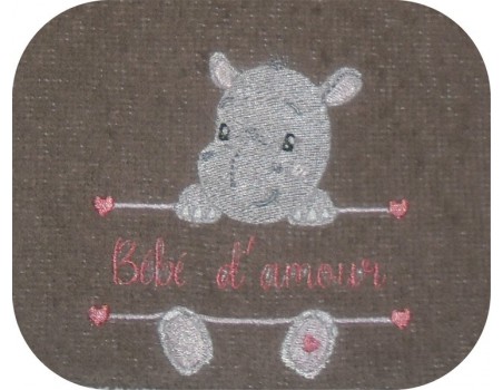 instant download machine embroidery design customizable hippopotamus boy