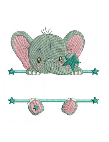 Motif de broderie machine Elephant prénom garçon