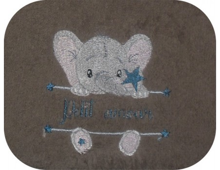 Motif de broderie machine Elephant prénom garçon