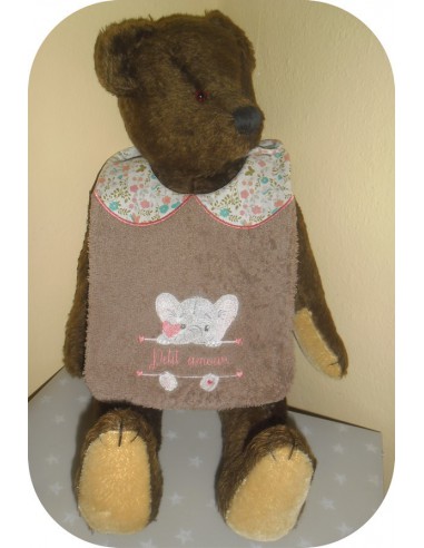 Instant downloads machine embroidery design machine  ITH  bib customizable hippopotamus girl