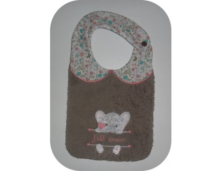 Instant downloads machine embroidery design machine  ITH  bib customizable hippopotamus girl
