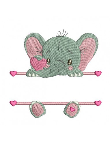 Motif de broderie machine Elephant prénom fille