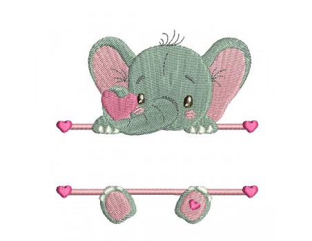 Motif de broderie machine Elephant prénom fille