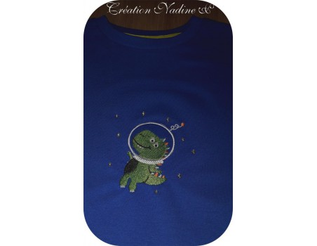 Motif de broderie machine dinosaure cosmonaute