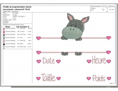 instant download machine embroidery design customizable donkey girl