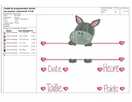 instant download machine embroidery design customizable donkey girl