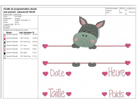 instant download machine embroidery design customizable donkey girl