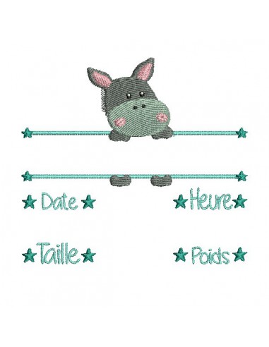 instant download machine embroidery design customizable birth journal donkey girl