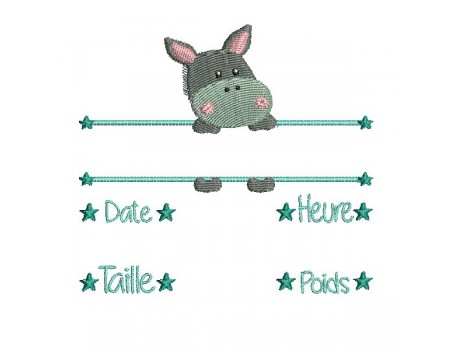 instant download machine embroidery design customizable birth journal donkey girl