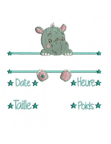 instant download machine embroidery design customizable hippopotamus boy