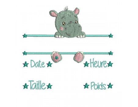 instant download machine embroidery design customizable hippopotamus boy