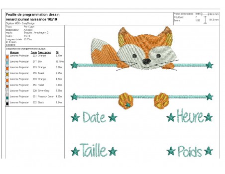 instant download machine embroidery design customizable birth journal hippopotamus boy