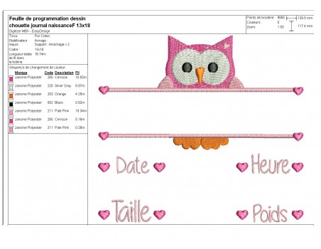 instant download machine embroidery design customizable birth journal fox girl