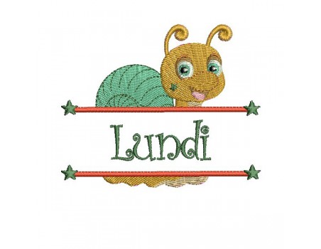 instant download machine embroidery design customizable snail girl