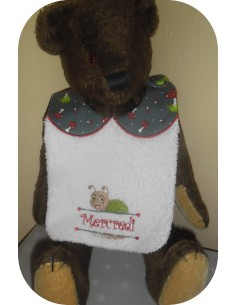 Motif de broderie machine ITH  Bavoir escargot prénom fille