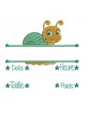 instant download machine embroidery design customizable birth journal snaill boy